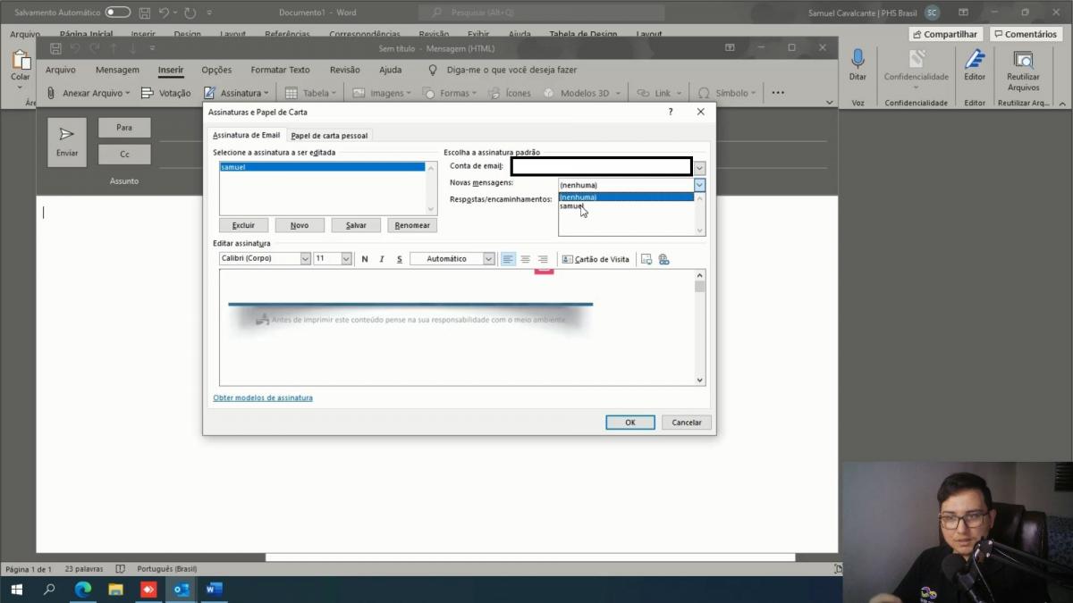 Como configurar sua assinatura no Microsoft Outlook localmente no seu computador?