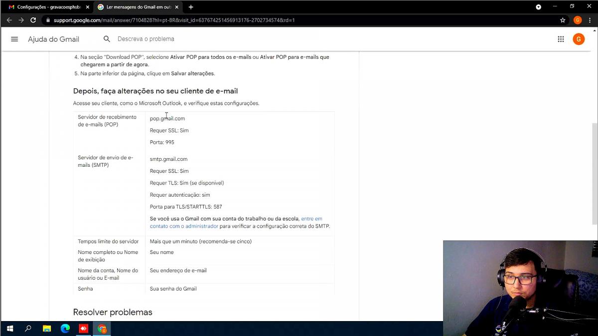 COMO CONFIGURAR EMAIL POP?