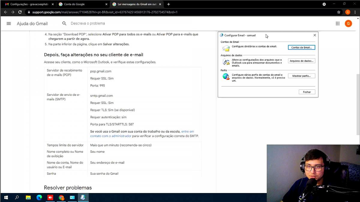 COMO CONFIGURAR EMAIL POP?