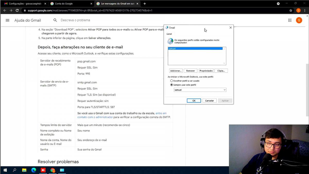 COMO CONFIGURAR EMAIL POP?