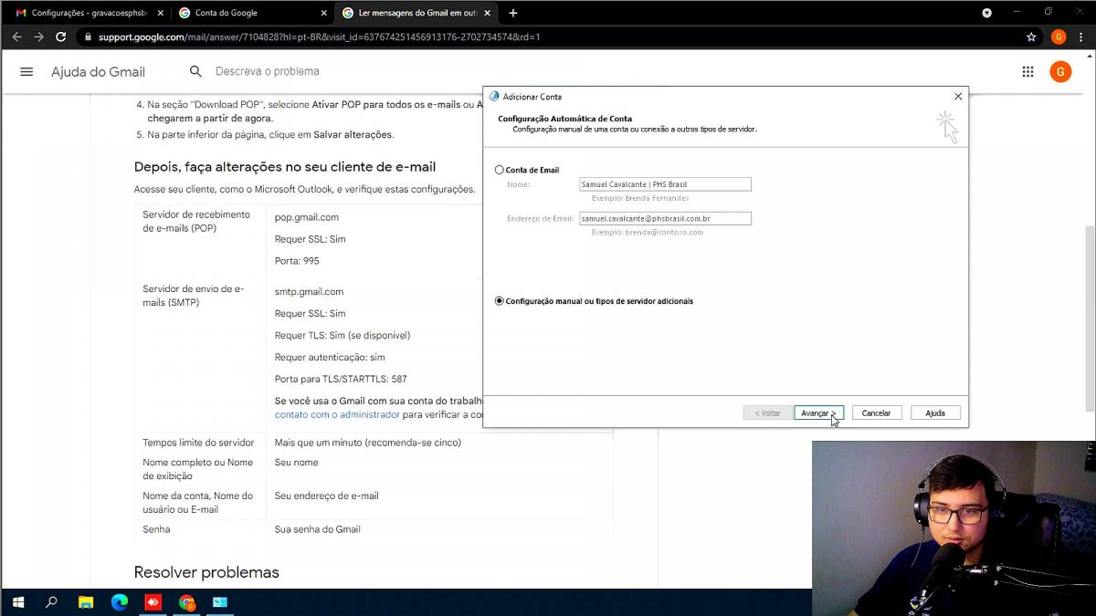 COMO CONFIGURAR EMAIL POP?