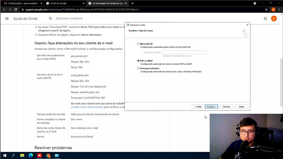 COMO CONFIGURAR EMAIL POP?