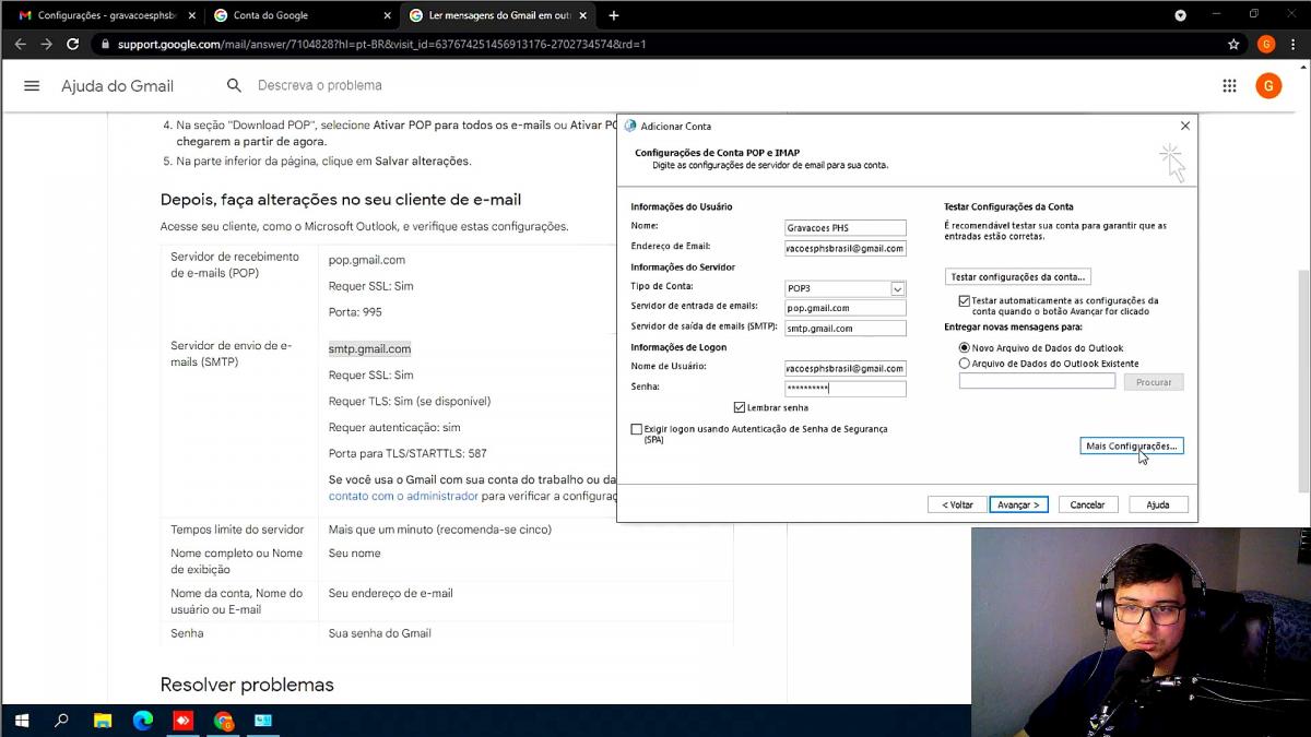COMO CONFIGURAR EMAIL POP?
