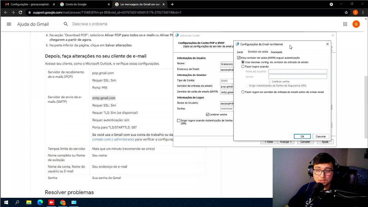 COMO CONFIGURAR EMAIL POP?