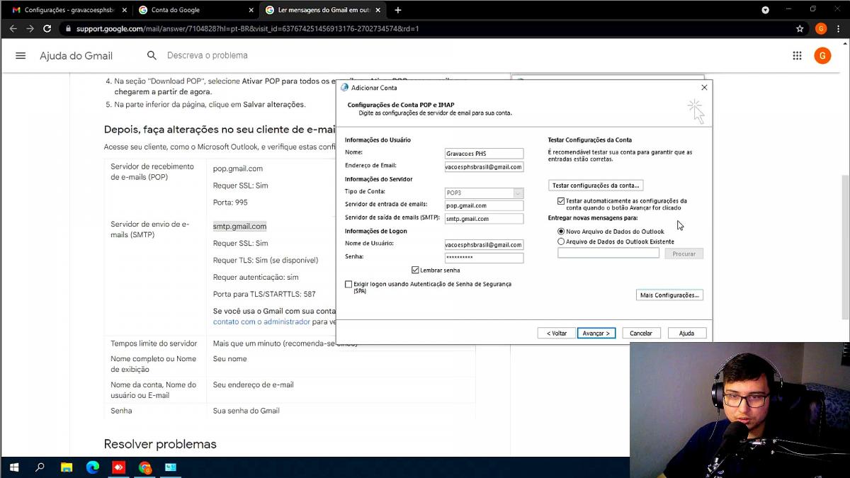 COMO CONFIGURAR EMAIL POP?