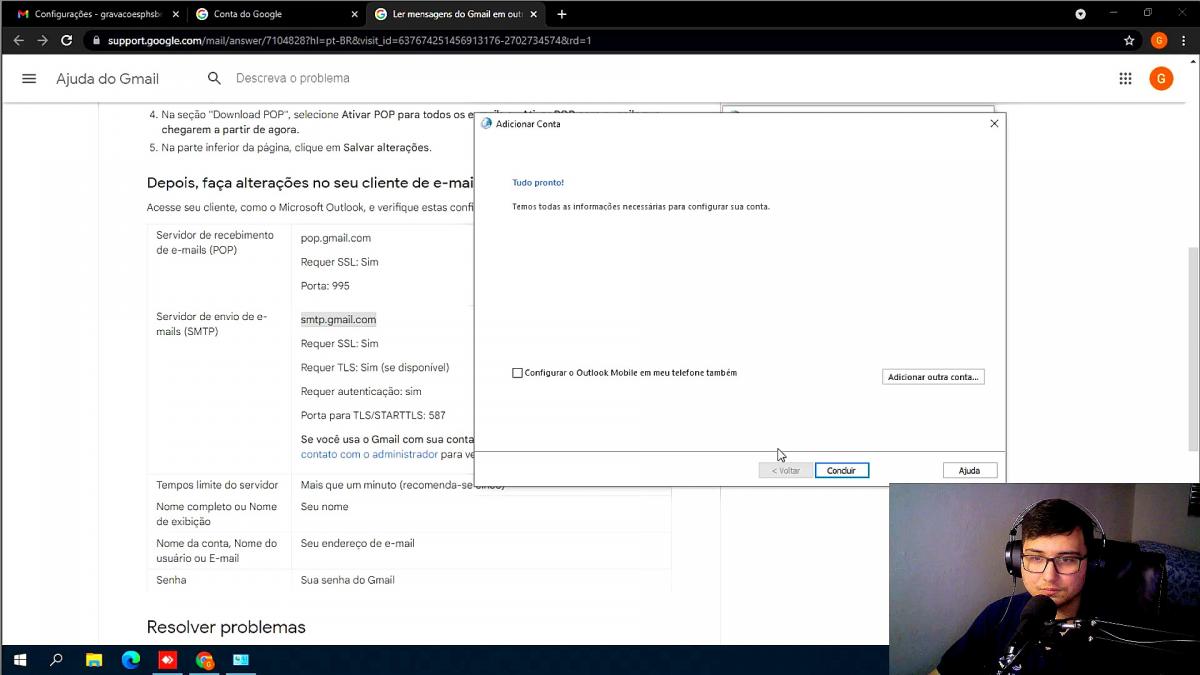 COMO CONFIGURAR EMAIL POP?