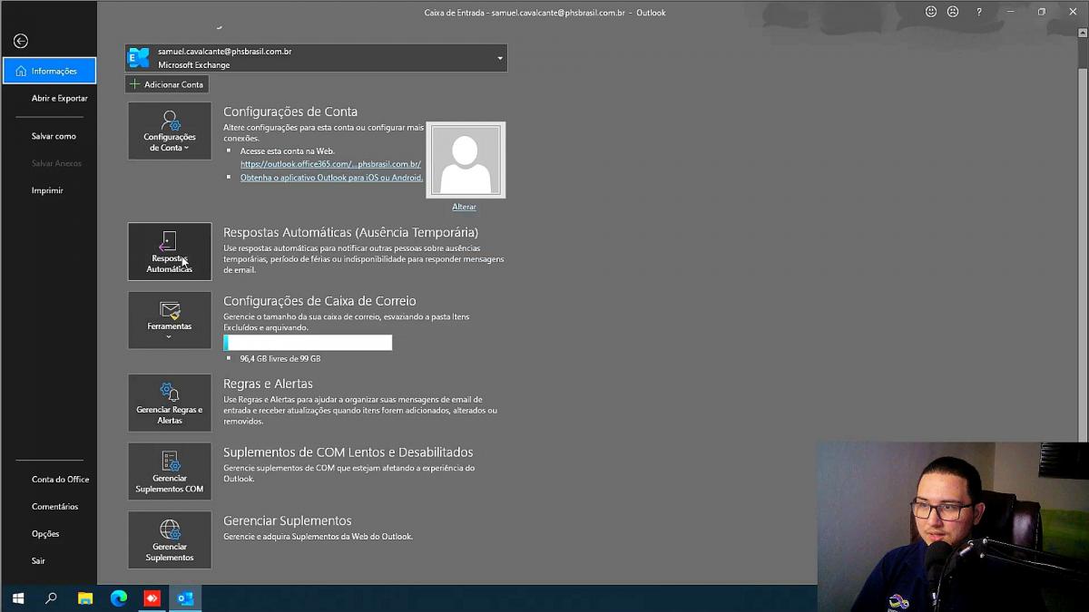 COMO CONFIGURAR MENSAGENS DE FÉRIAS NO OUTLOOK LOCAL?