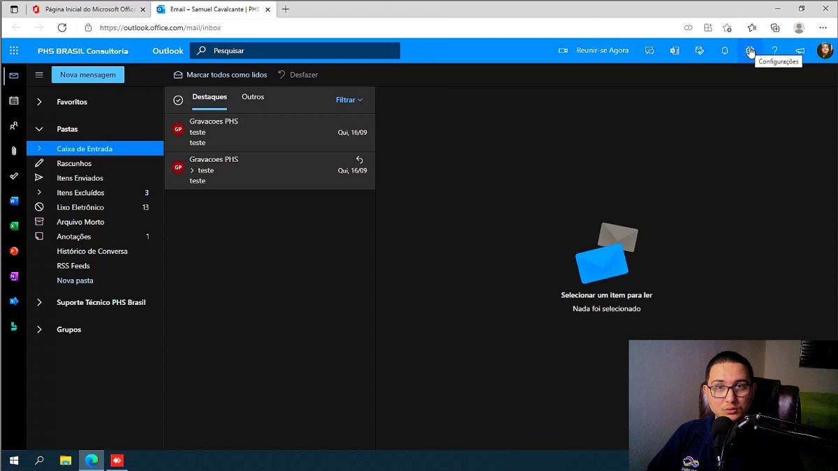 COMO CONFIGURAR MENSAGENS DE FÉRIAS NO OUTLOOK WEB?