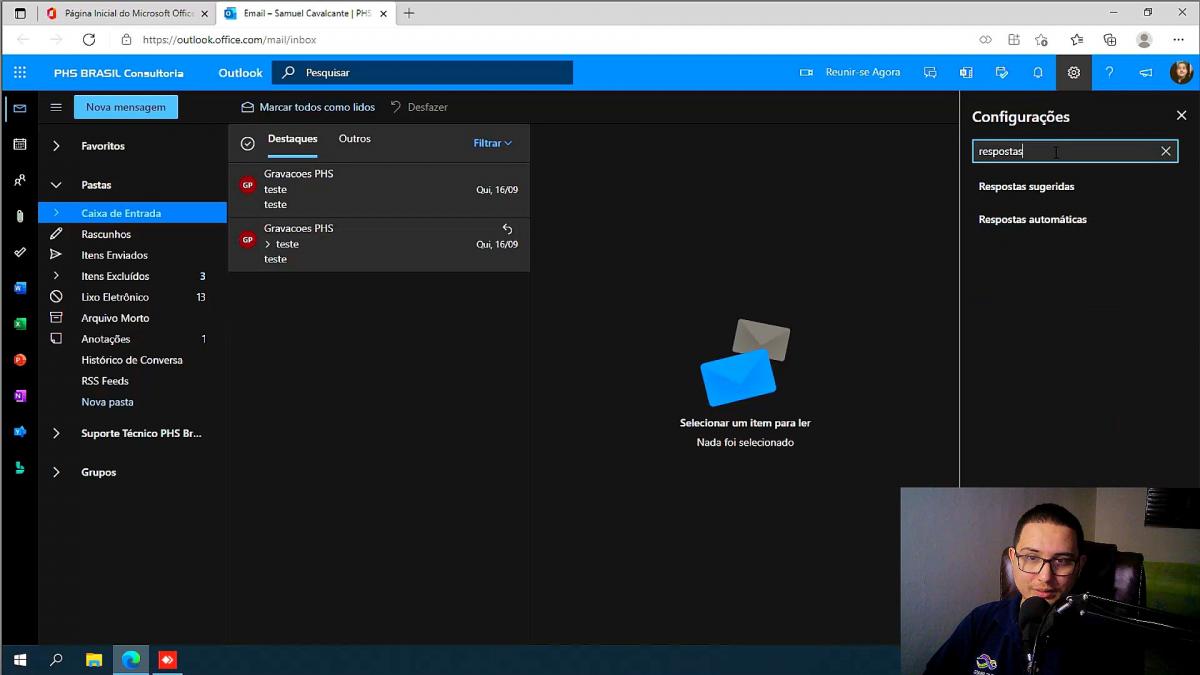 COMO CONFIGURAR MENSAGENS DE FÉRIAS NO OUTLOOK WEB?